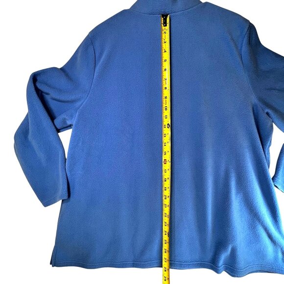 Quacker Factory XL Blue Fleece Pullover Rhinestone Snowflake Design Quarter Zip - Picture 10 of 12